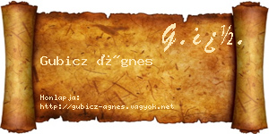 Gubicz Ágnes névjegykártya